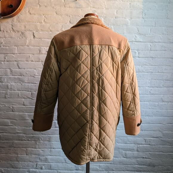 Brown Faux Fur Coat Teddy Jacket Quilted Puffer Coat Designer Reversible Large - Picture 3 of 16